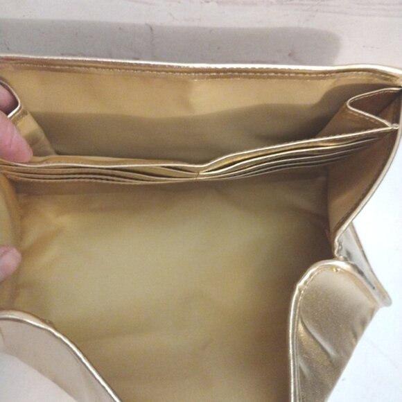 Estee Lauder Gold Clutch Purse Makeup Cosmetic Evening Bag - Picture 8 of 13